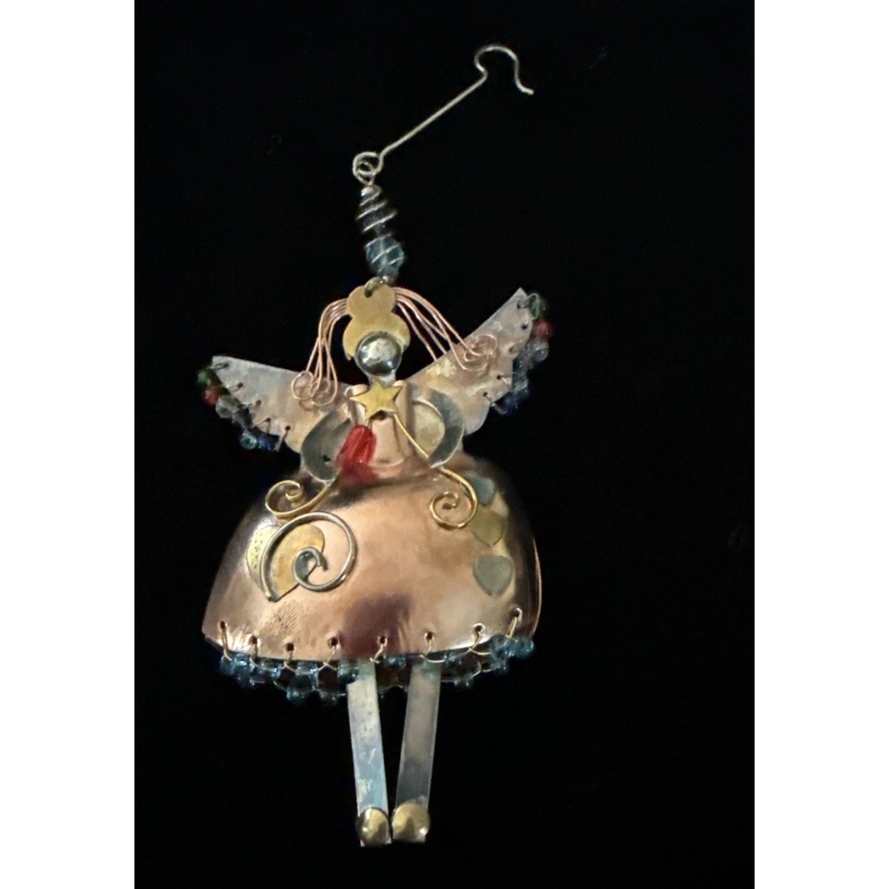 Handcrafted Mixed Media Artisan Angel Ornament 4"